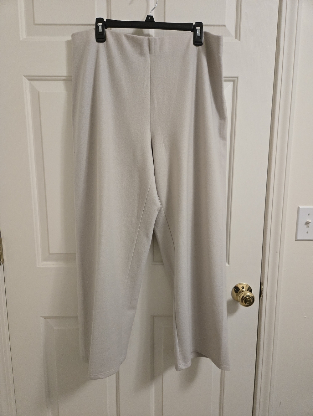 Eileen Fisher Felted Wool Jersey Wide Leg Pants Regenerative Wool Cream Color XL